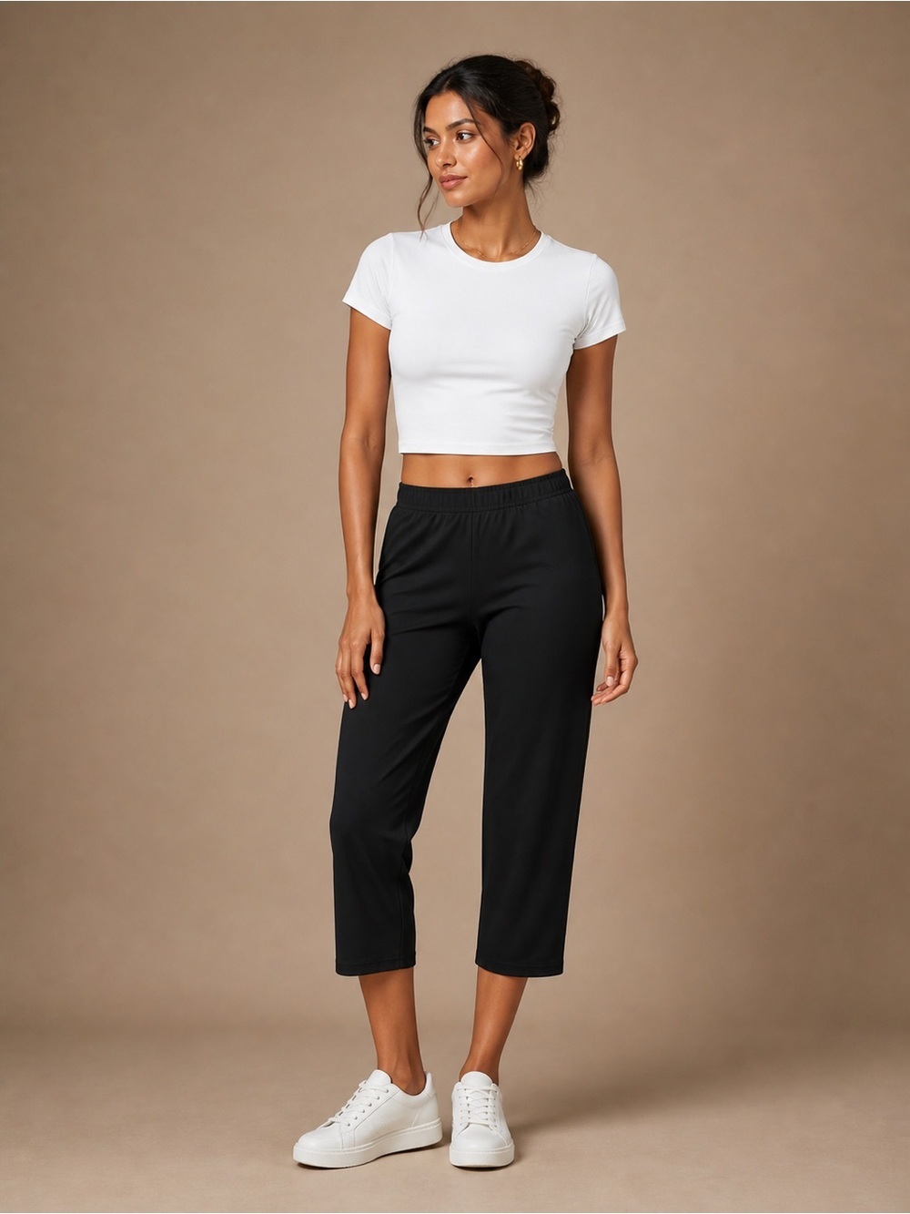 Black Capri Leggings XL No Pocket High Rise Stretch Workout Pants